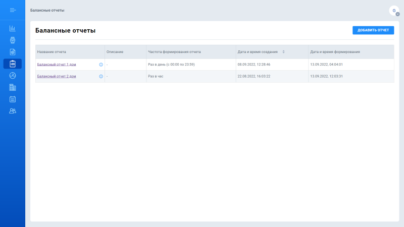 Отчеты баланса